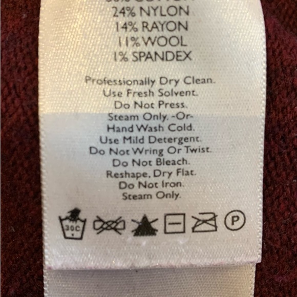 Eddie Bauer- burgundy long sleeve cowl v-neck sweater, soft, cozy - Picture 3 of 3